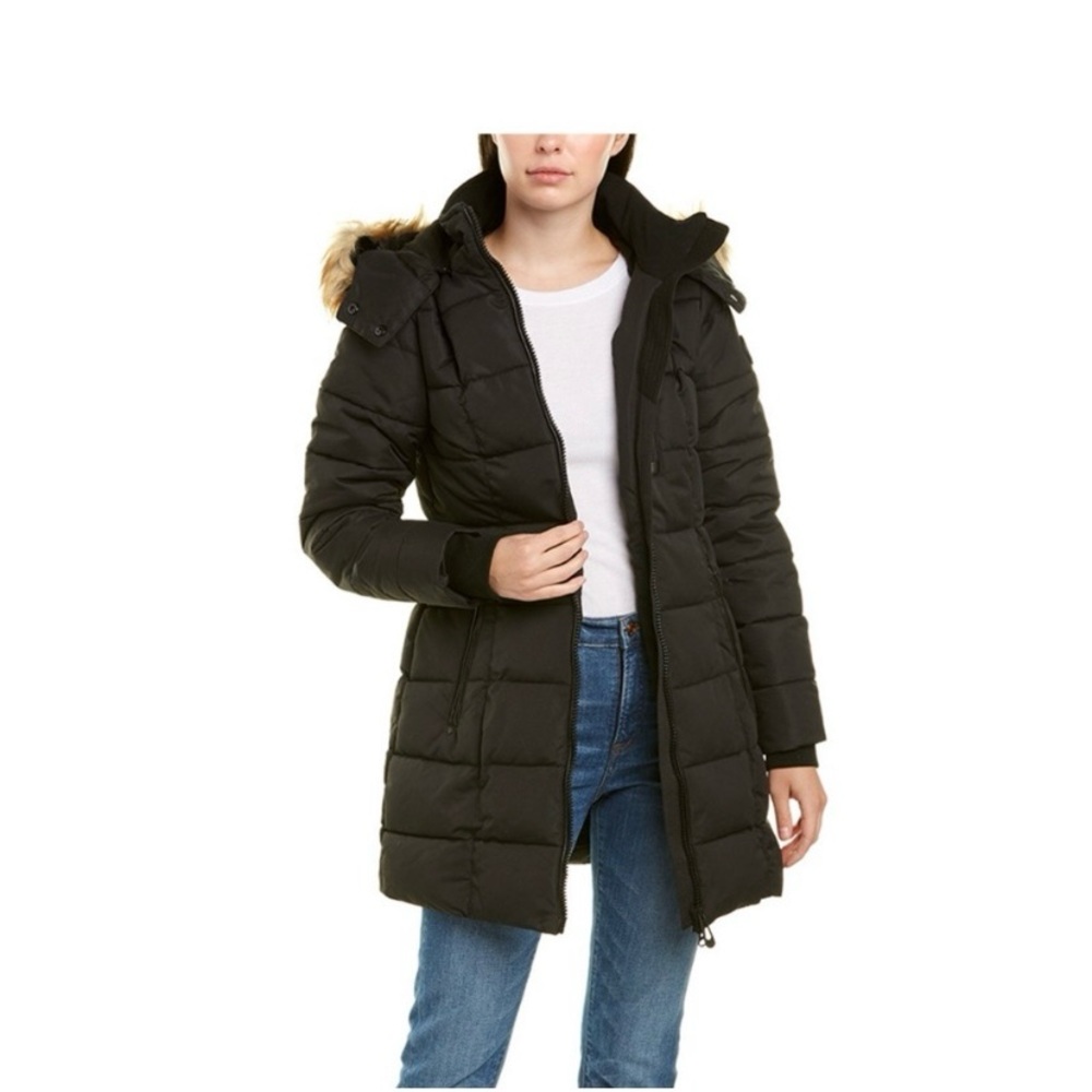 NOIZE Black Faux Fur Trim Parka